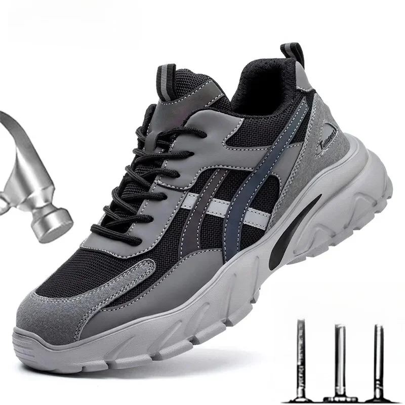 Męskie obuwie ochronne Odporne na przebicie trampki robocze Lekkie obuwie robocze Męskie buty ze stalowymi noskami Buty ochronne Niezniszczalne buty — zdjęcie 2