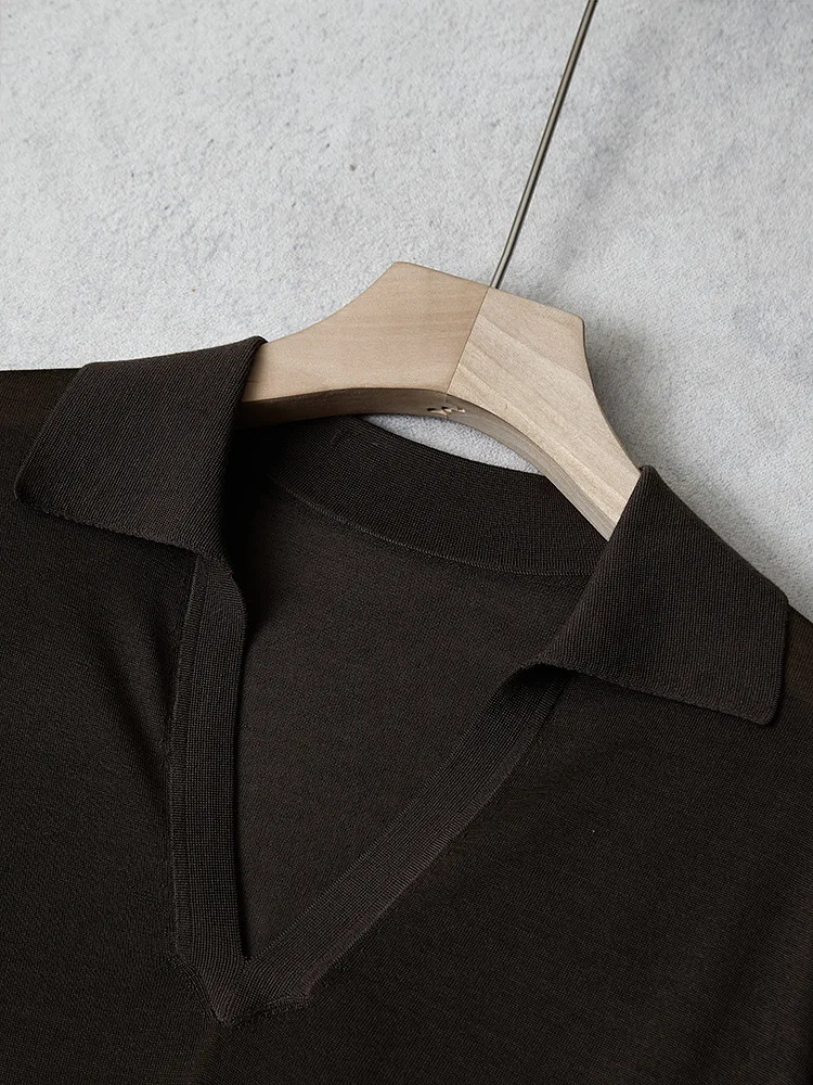 Damen Frühling/Sommer Neue Wolle Top Vorne Kurz Hinten Lange Gestrickte Langarm Pullover