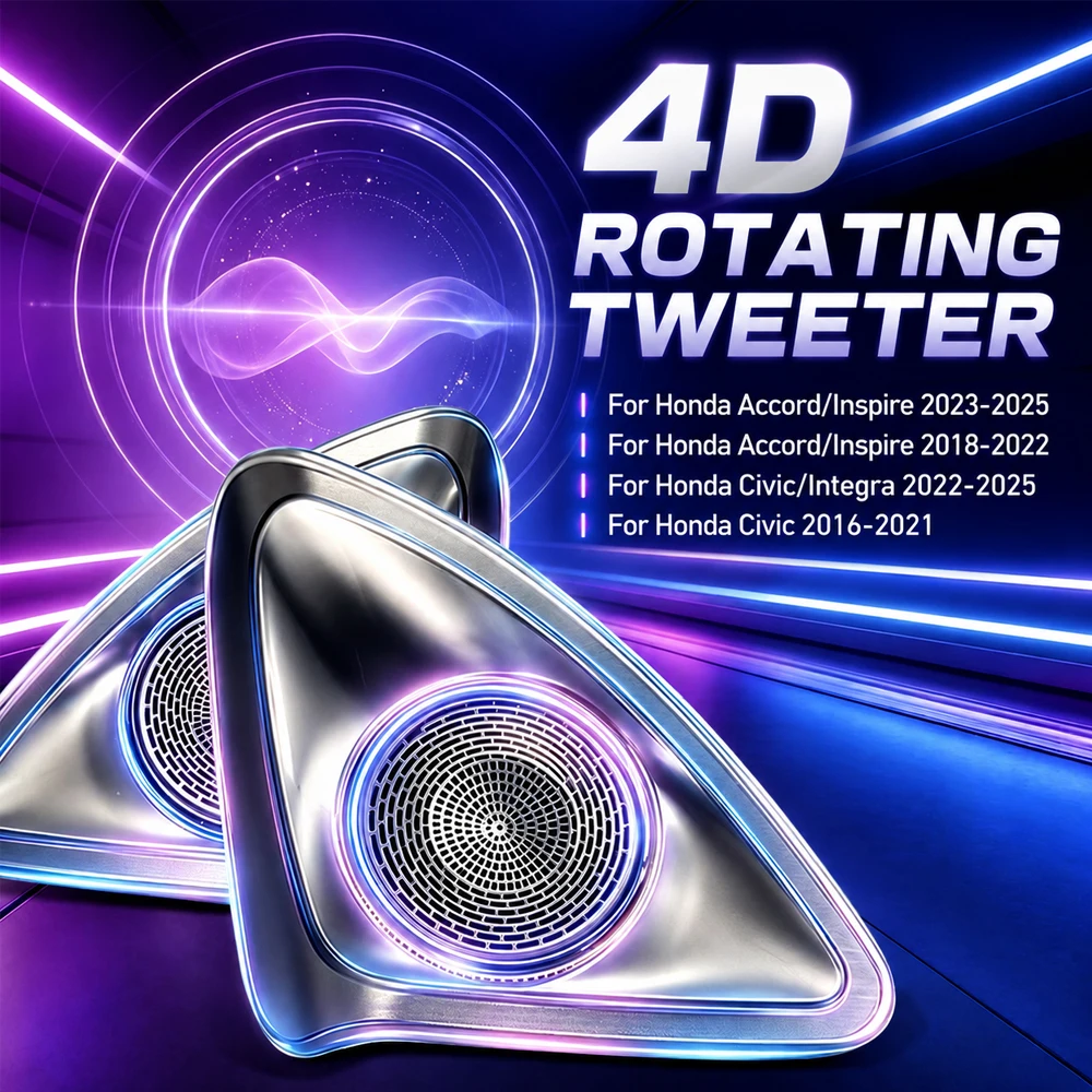 4D Rotating Tweeter Speaker For Honda Accord Civic Inspire Integra 2016-2025 RGB Ambient Light Auto Rising Car Audio OEM Upgrade
