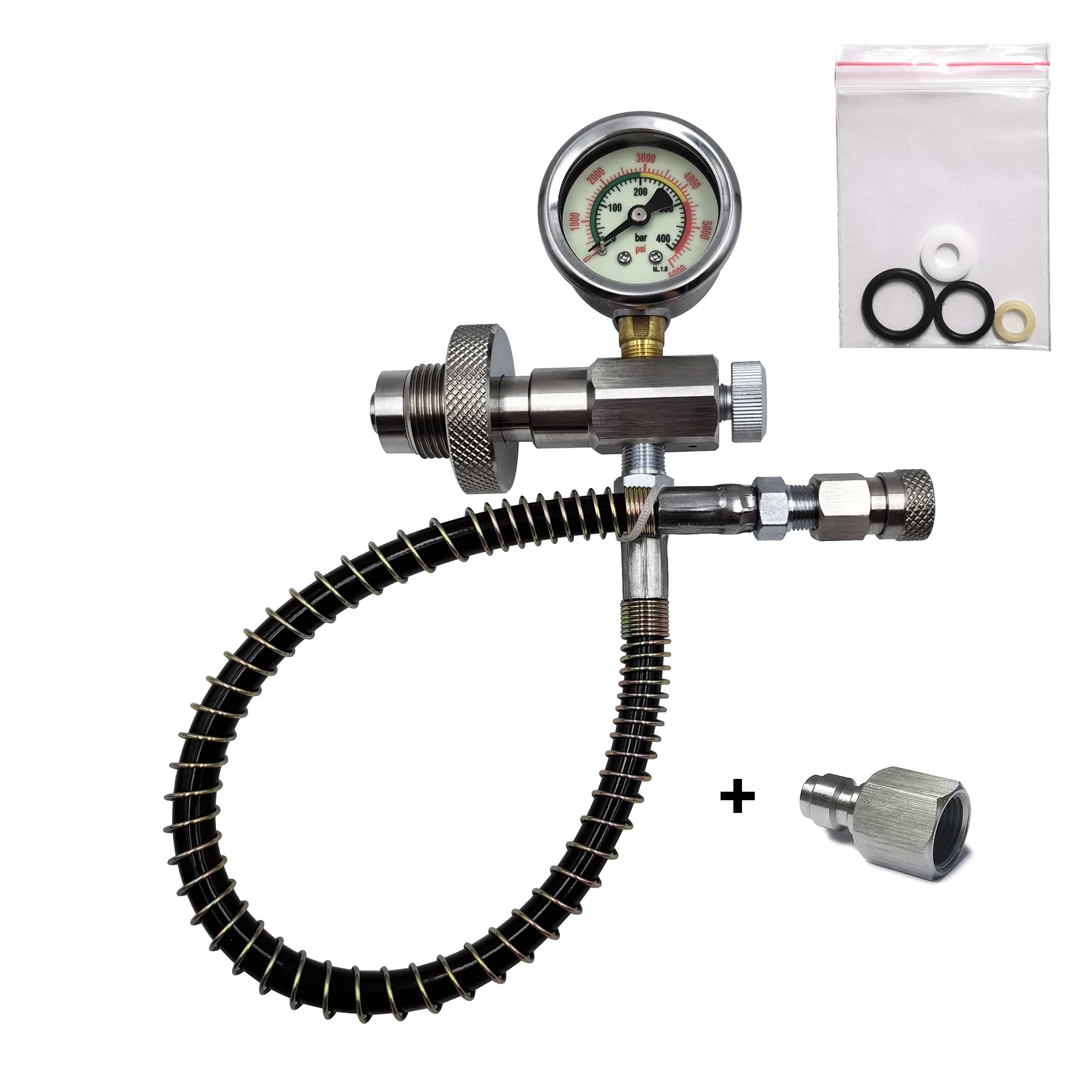 Hpa Duiken Hp Tankstation Grote Tank Naar Kleine Flesjes Met Slang 6000psi/400bar Gauge Oplaadadapter Din Connector - afbeelding 2