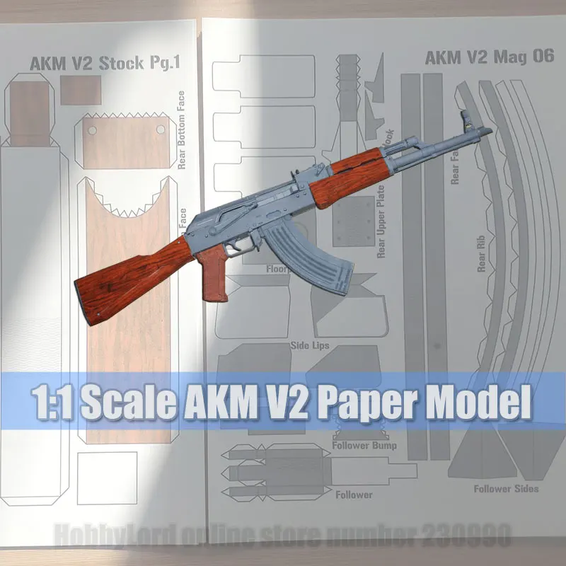 Total Internal Structure Version AKM-v2 3D Scaled Origami Paper Models Gun Weapons Paper Models Toys For Kid Adult