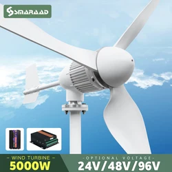 5000w 2kw Horizontal Wind Turbine Generator 96V 48V 24V Free Energy Magnetic Dynamo Strong Power 220v Inverter Output For Home