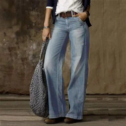 2023 New Women's Vintage Style Loose Jeans Fashion Mid Waist Denim Wide Leg Pants Street Casual Female Trousers S-3XL Drop Ship