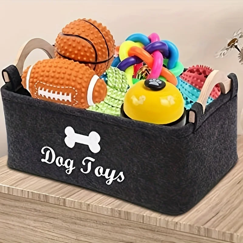 2pc Felt Pet Toy Box, Dog Toy Box, Storage Basket Chest Organizer For Organizing Pet Toys, Blankets, Leashes And Food