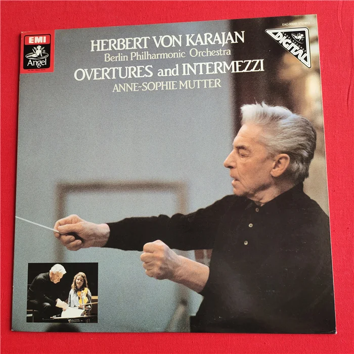 

Old 33 RPM 12 inch 30 cm Vinyl Records LP Disc Karajan Conductor Mutter Violin Overtures and Interludes World Classic Music Used