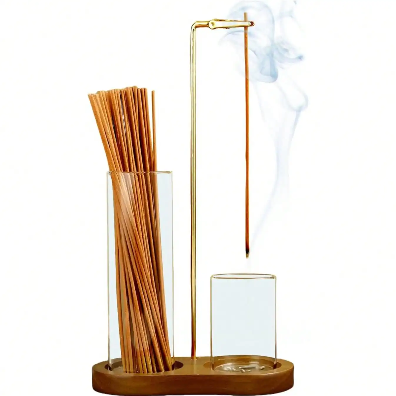 2 in 1 Incense Holder for Sticks, Anti-Ash Flying Incense Burne with Glass Ash Catcher and Incense Sticks Organizer for Meditation Yoga Spa Home Decor
