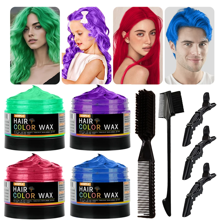 

Temporary Hair Color Wax Kit for Men Women Kid Daily Party Cosplay DIY Washable Instant Hair Dye Cream Blue Purple Red Green