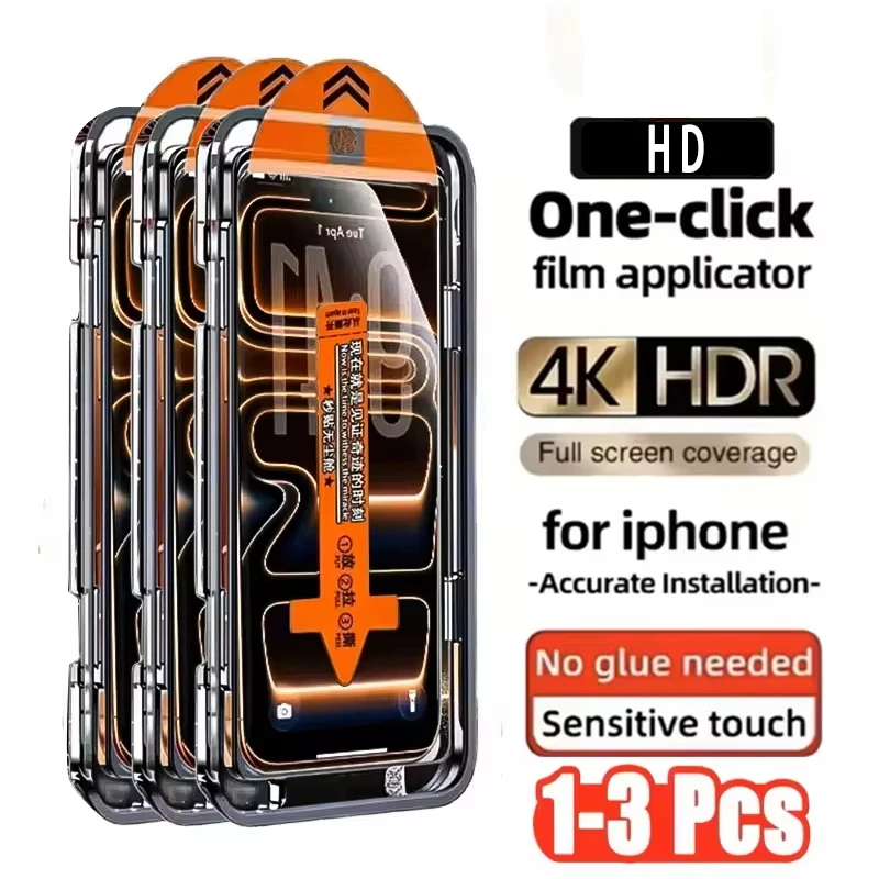 

1-3PCS HD Screen Protector For iPhone 17 Pro Max 17 16 Pro 15 14 13 12 11 17 Air HD Dust Free Easy Installation Tempered Glass