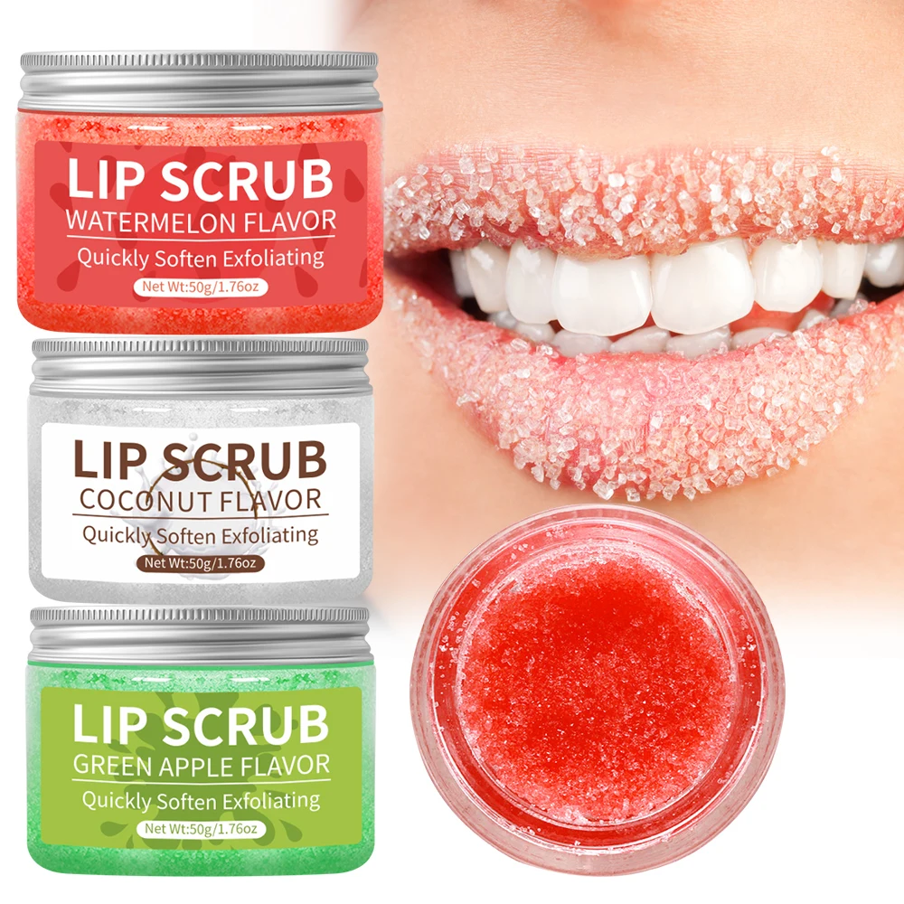Noix de coco, pomme verte, pastèque gommage pour les lèvres exfoliant nettoyage en profondeur hydratant cadeau féminin soin hydratant