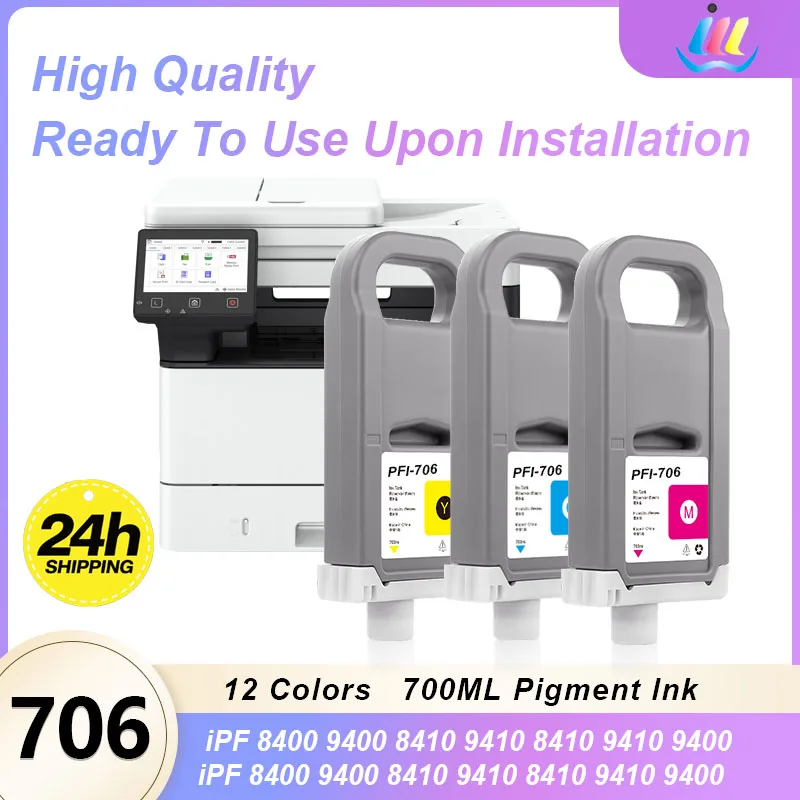

PFI-706 PFI706 Compatible Ink Cartridge 700ml for Canon iPF 8400 9400 8410 9410 8300 8300S 8400S - Replacement Ink Cartridge