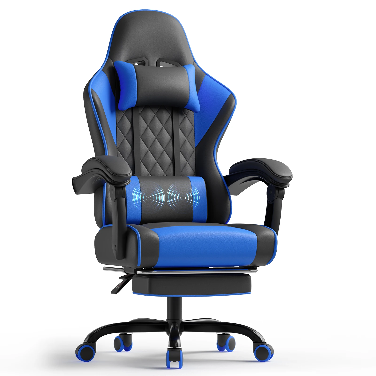 Devoko in hoogte verstelbare massage-gamingstoel Ergonomisch ontwerp met lendensteun Hoofdsteun Draaibare stoel