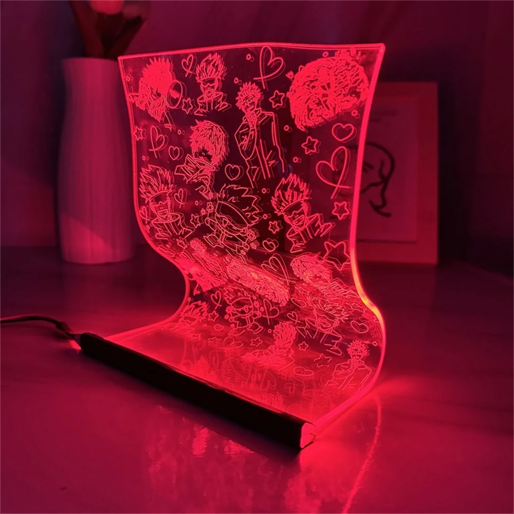 Imagem -02 - Led Scroll Lamp de Animação Japonesa 3d Atmosfera Light Acrílico Night Light 3d Mood Light Jujutsu Kaisen Art Cores Cores Presentes