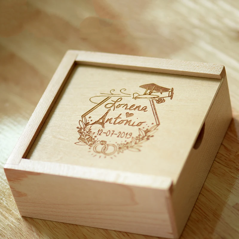 مستطيلة هدية الزفاف صندوق محرك فلاش USB 128 جيجابايت شعار مجاني التصوير القيقب القلم محركات 64 جيجابايت ذاكرة عصا 32 جيجابايت U القرص 16 جيجابايت