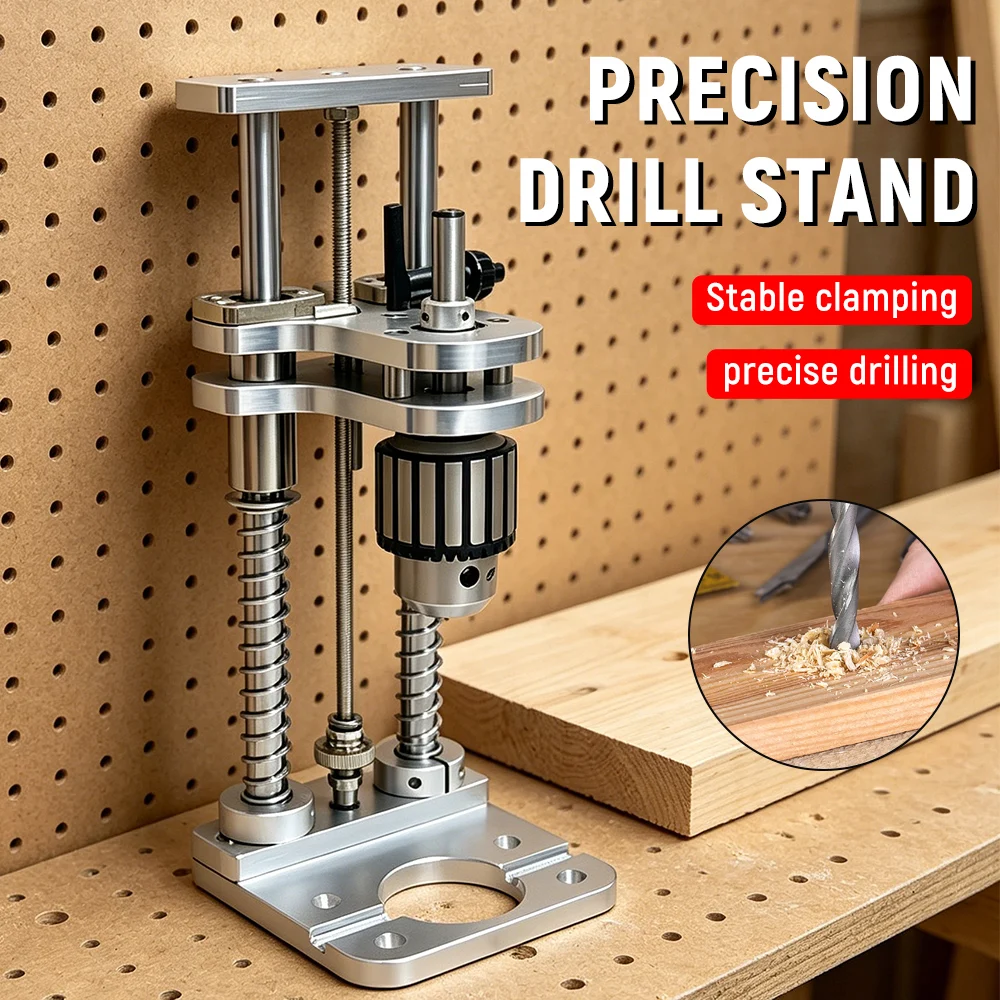 

Precision Aluminum Vertical Drilling Stand Woodworking Drilling Positioning Tool Drill Guide Bracket For Straight Hole & DIY