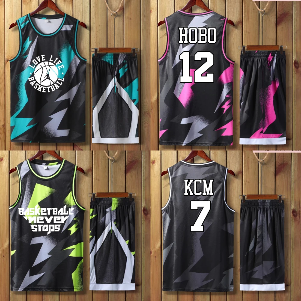 Print Men\'s Basketball Jersey Suits Personalized Custom Quick Dry Youth Male Professional Training Basketball Uniform Clothing