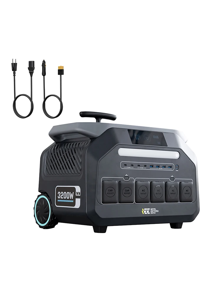 Przenośna stacja zasilania IEE P3200 o mocy 3200W (maksymalna moc wyjściowa 6400W) z 4 akumulatorami o pojemności 2048Wh, wyjście AC V, do samochodów osobowych i ciężarowych. — 2