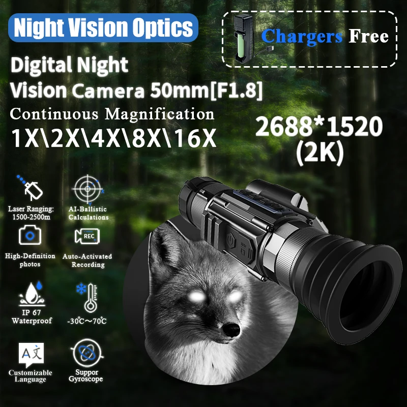 

Manufacturer Digital Infrared Night Vision Scope Monocular 1080P IP67 Laser Ranging with AI Ballistic Calculator accuracy