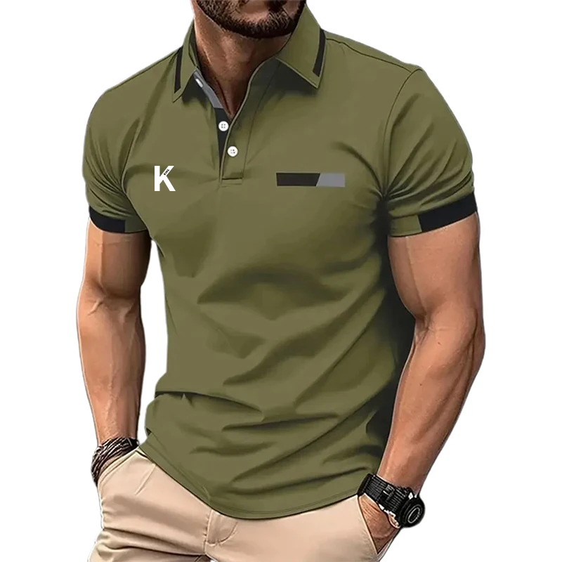 Men's Business Polo Golf Polo Work Casual Lapel Short Sleeve Basic Patchwork Button Spring & Summer Regular Fit Business Polo