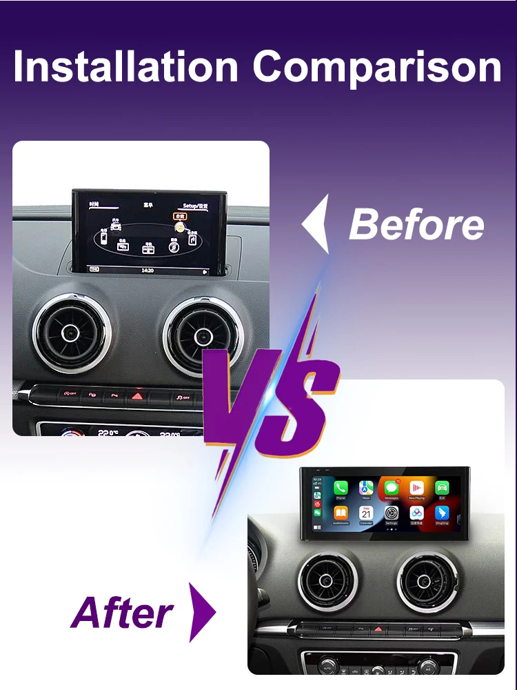 AUTOTOP 10,25 "Touchscreen Multimedia Display Für Audi A3 2013-2018 Airplay Miracast Funktion Drahtlose Carplay Android Auto – Detail 3
