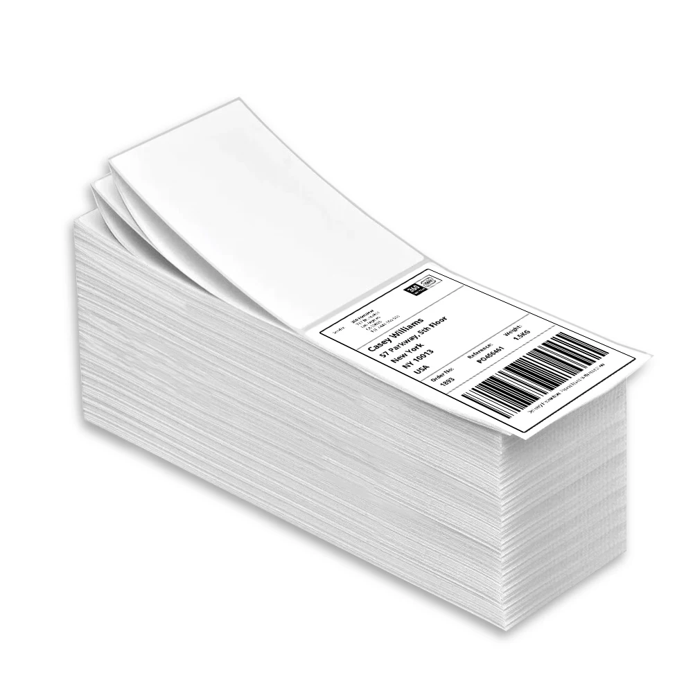 2000pcs 4x6 Thermal Labels Blank Shipping Direct Fanfold Rollo Zebra Printer