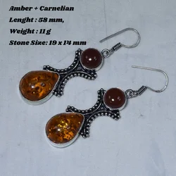 Genuine Amber Carnelian  Earrings