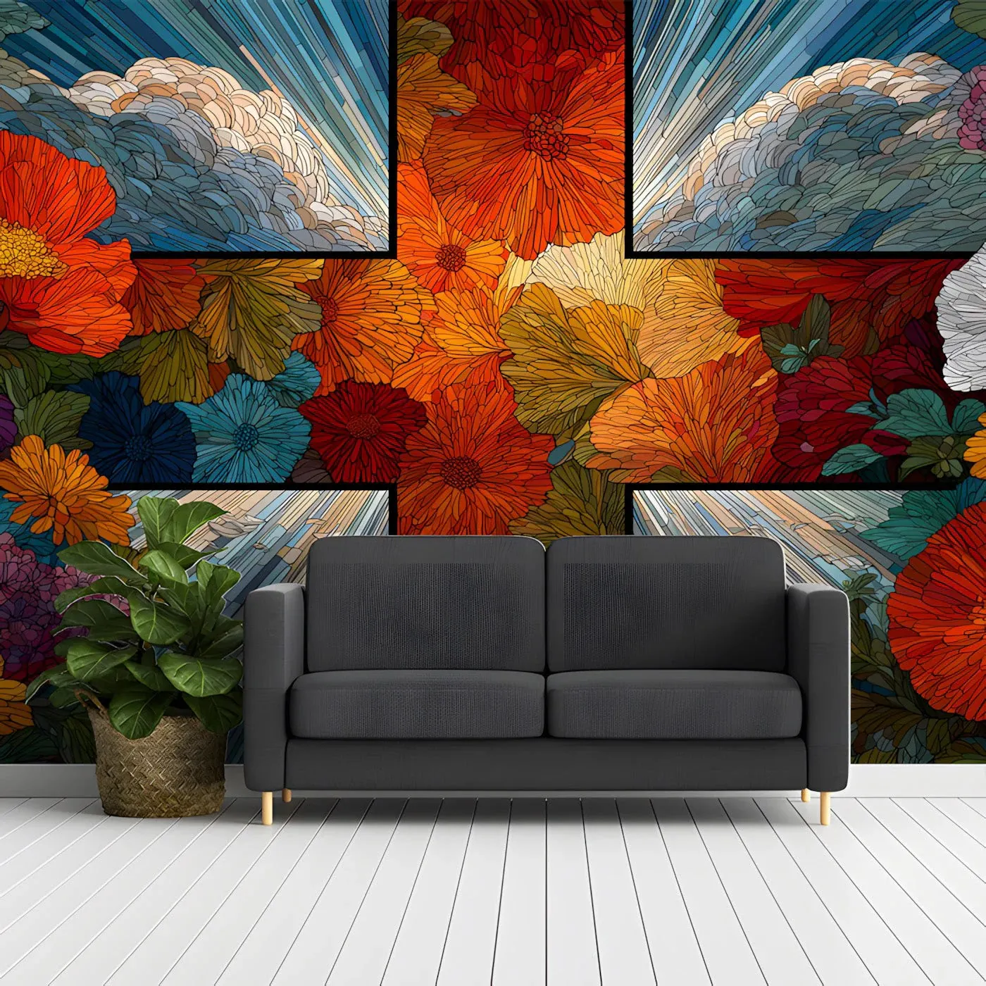 Floral Wallpaper Waterproof for Bedroom Wall
