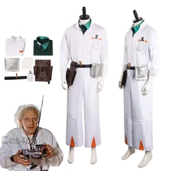 Movie Back To Future Doc Brown Cosplay Costume Fantasia Jumpsuit Adult Men Male Disguise Halloween Carnival Suit Party Clothes