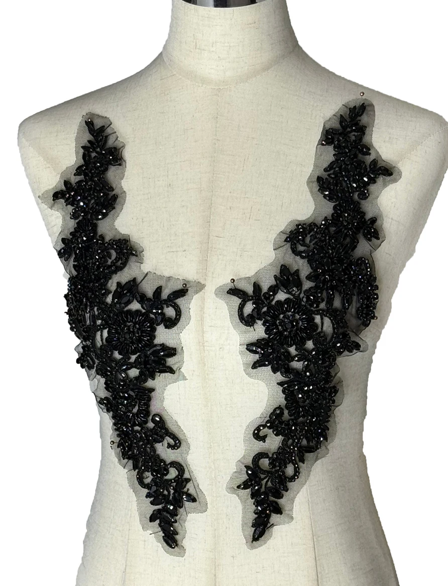 

HelluyerDc черный, золотой, шампанский, AB стразы, аппликация из бисера, 14 см * 40 см, пришивная нашивка для шапок, ремней, одежды, обуви, 3D цветы