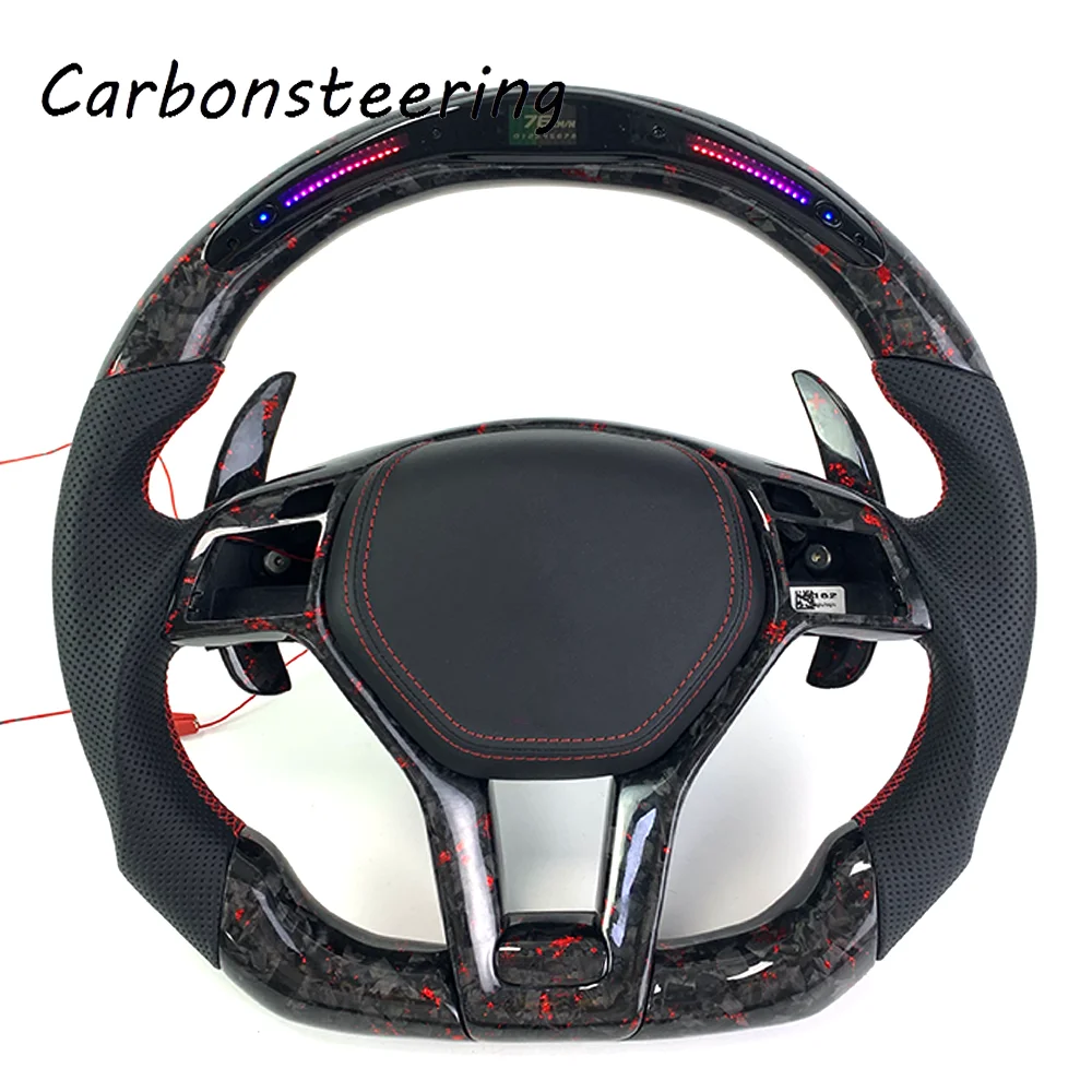 

Автомобильные аксессуары для Mercedes Benz AMG W204 G63 C63 GT GLE CLA GLS Специальный светодиодный руль из настоящего кованого углеродного волокна