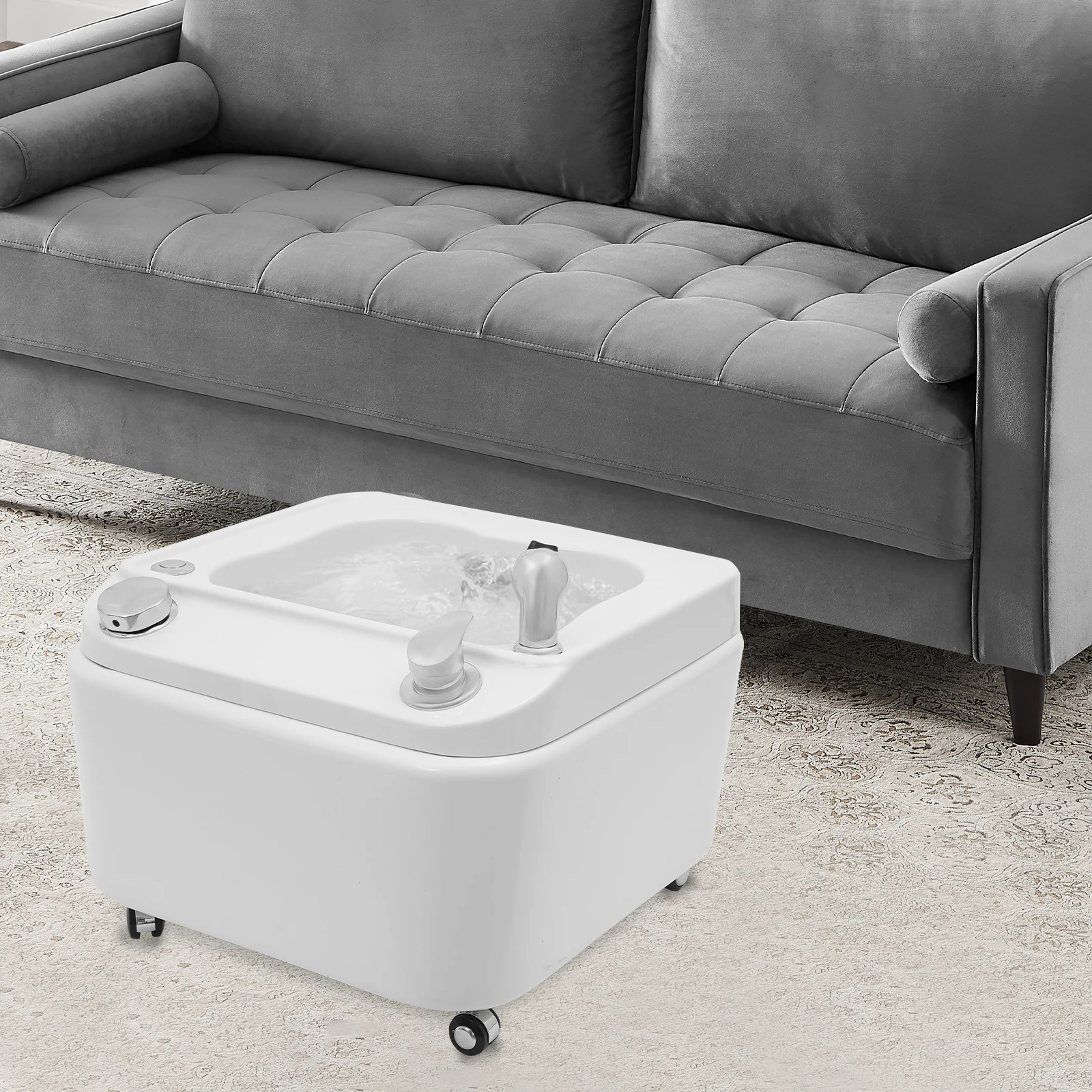 Footbath Beauty Salon Acrylic Massage Surf Light Spa Footbath Foot Therapy Bowl W/ 4 universal wheels 2outlet Modes For Homes