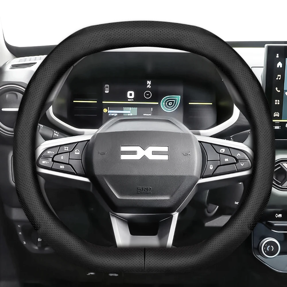 Suitable for Dacia Perforated Leather Steering Wheel Cover Breathable Sandero Stepway Duster Jogger Bigster Spring Electric Red