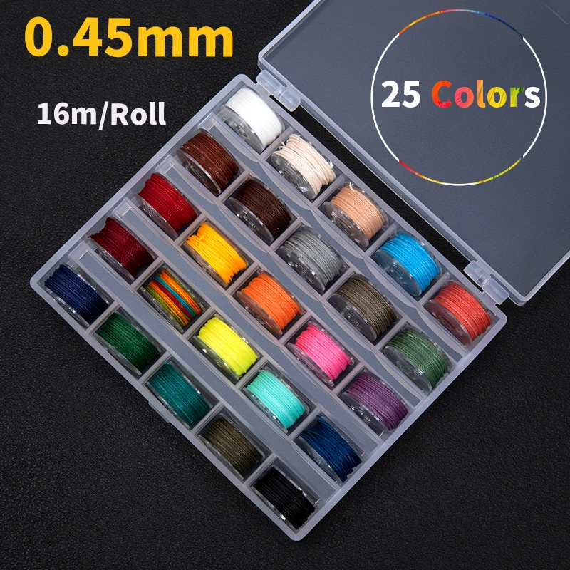 WUTA Leder-Nähgarn-Set, rund, gewachster Faden, 25-Farben-Set, Mini-Spulenfaden, handgefertigt, DIY, geflochtenes Seil, Armbandlinie