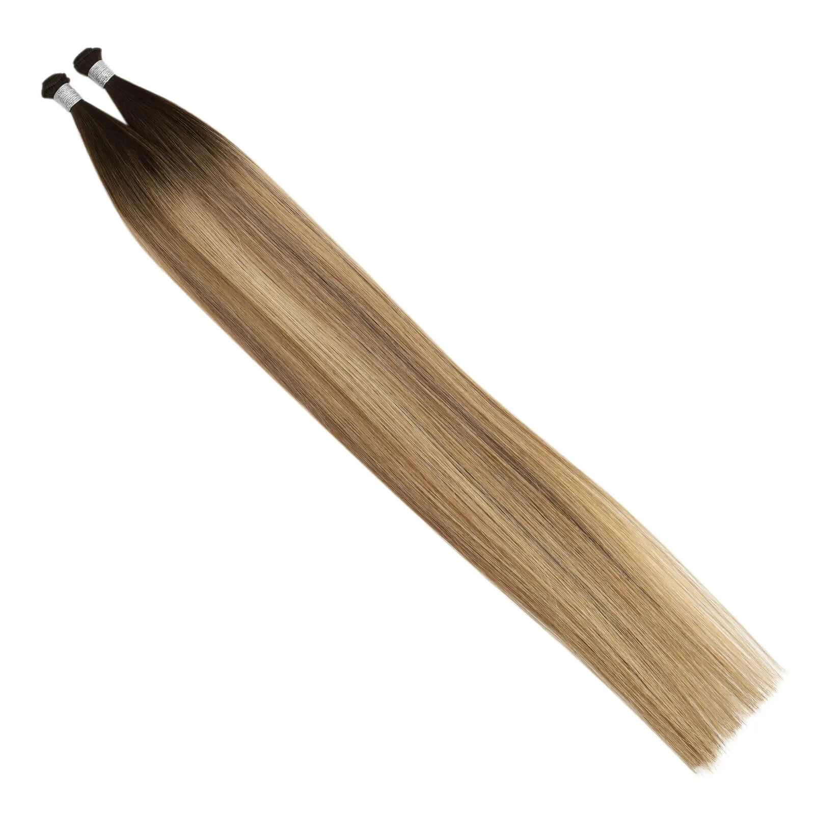 Full Shine Hair-Extensions de cheveux humains vierges pour la fête, cheveux de trame noués à la main, droits naturels, cousus, 20-30g, 2 pièces