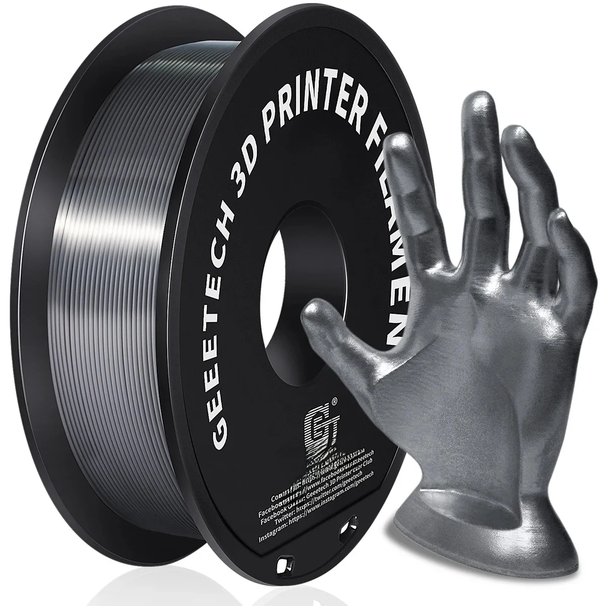 Geeetech 3D-printer Filament PLA PETG Plastic 1kg 1,75mm, Wirwarvrij, 3D-printen draadmaterialen, zwart, wit, vacuümverpakking - afbeelding 2