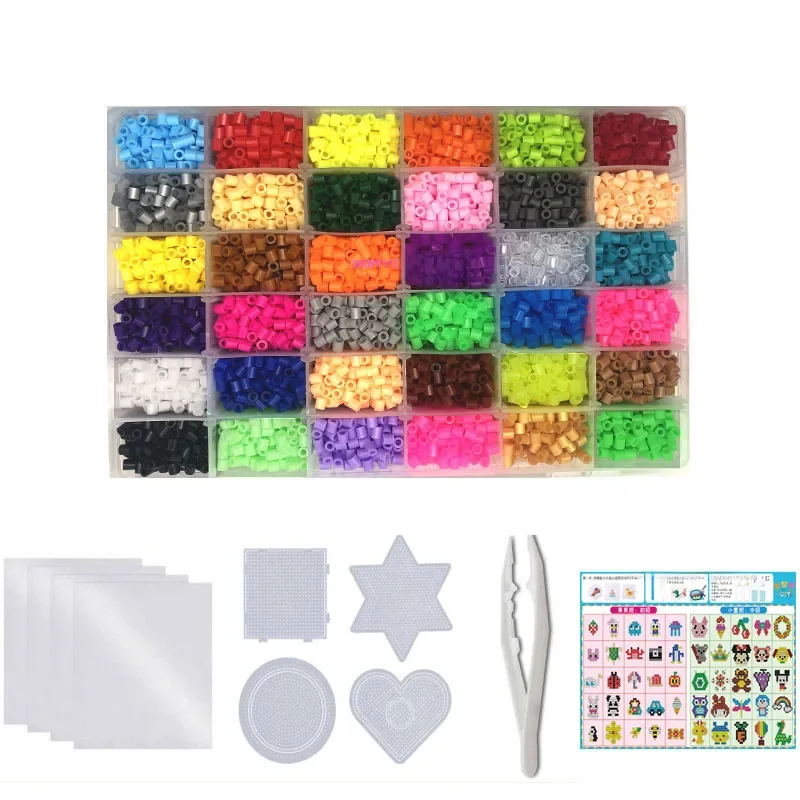 24/72 kolorów zestaw pudełek hama koraliki zabawka 2.6/5mm perler edukacyjne dzieci puzzle 3D diy zabawki bezpiecznik koraliki kartonowy arkusze papier do prasowania — zdjęcie 2