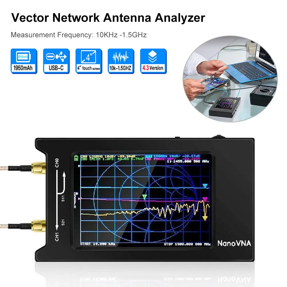 Upgraded NanoVNA Vector Network Antenna Analyzer 50kHz-6.3GHz 4