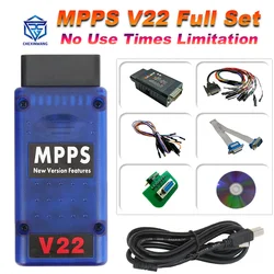 Newest MPPS V22 Full Set Unlimited MPPS Master ECU Master MAIN+Tricore+Multiboot+Breakout Tricore Cable Chip Tuning Scanner