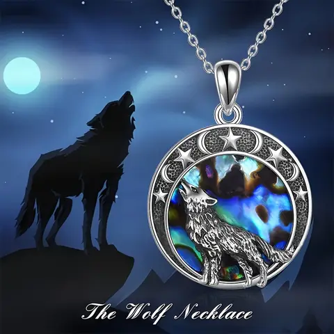 1pc/Vintage Bohemian Star Moon Wolf Pendant Necklace Women Men Jewelry Gift