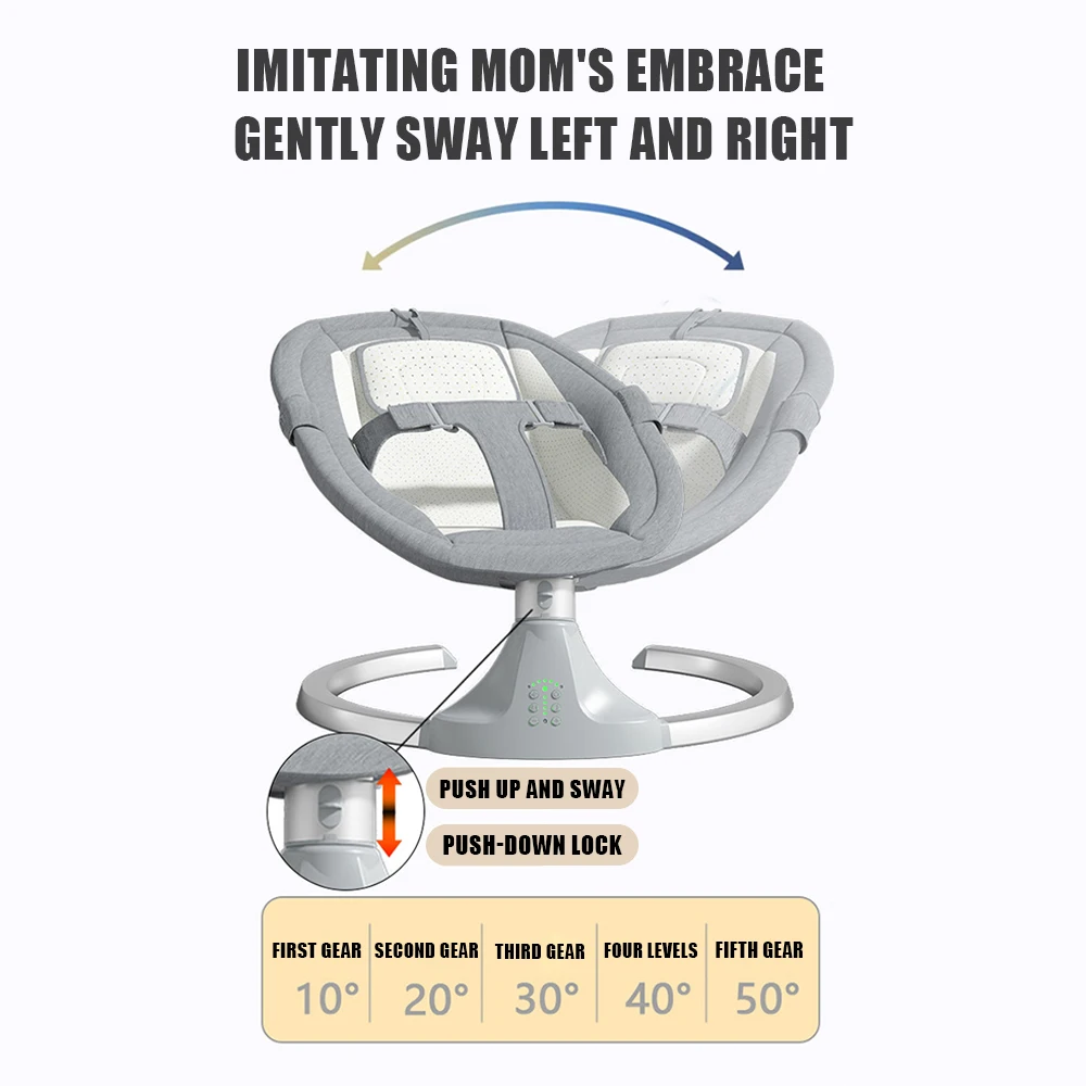 Ins-mecedora eléctrica multifuncional para bebé, columpio con conexión automática, silla de salón ajustable, 5 velocidades