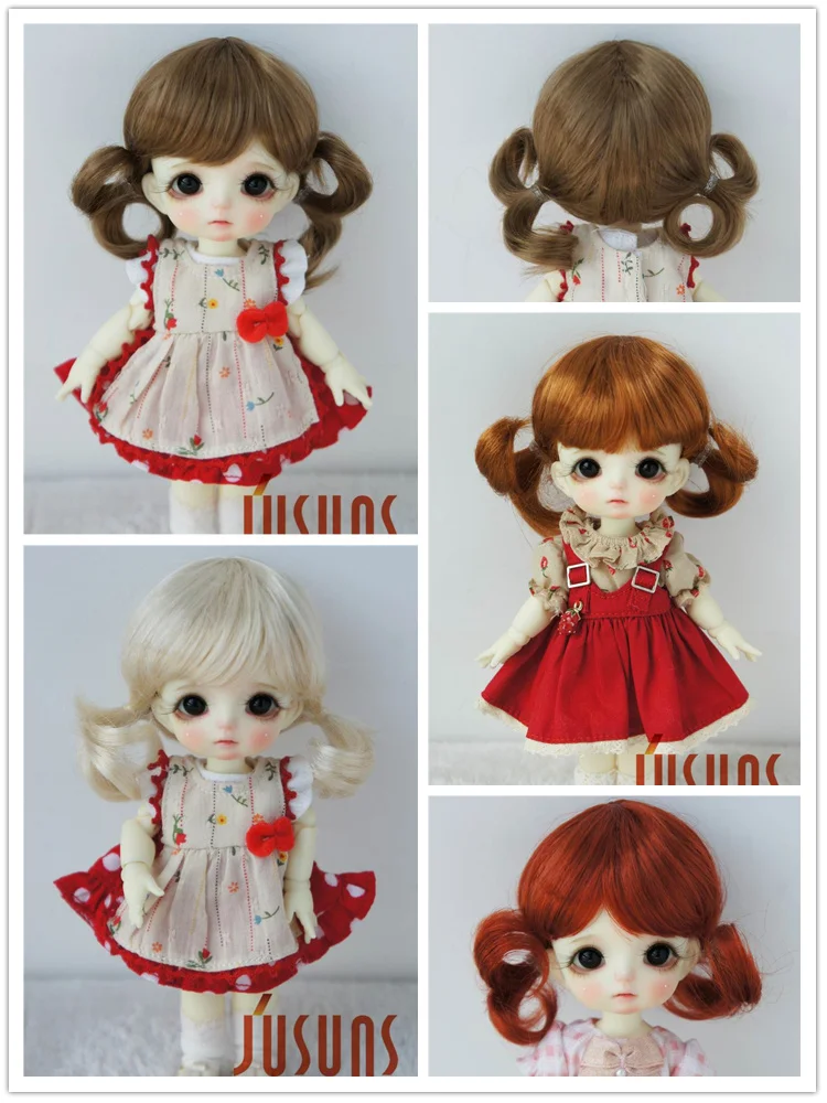 JD199 Charming Cute Twin Pony BJD Wigs Only Suit For Tiny Lati OB11 YOSD MSD Cheap Size 3-4inch To 7-8inch Doll Hair Accessories