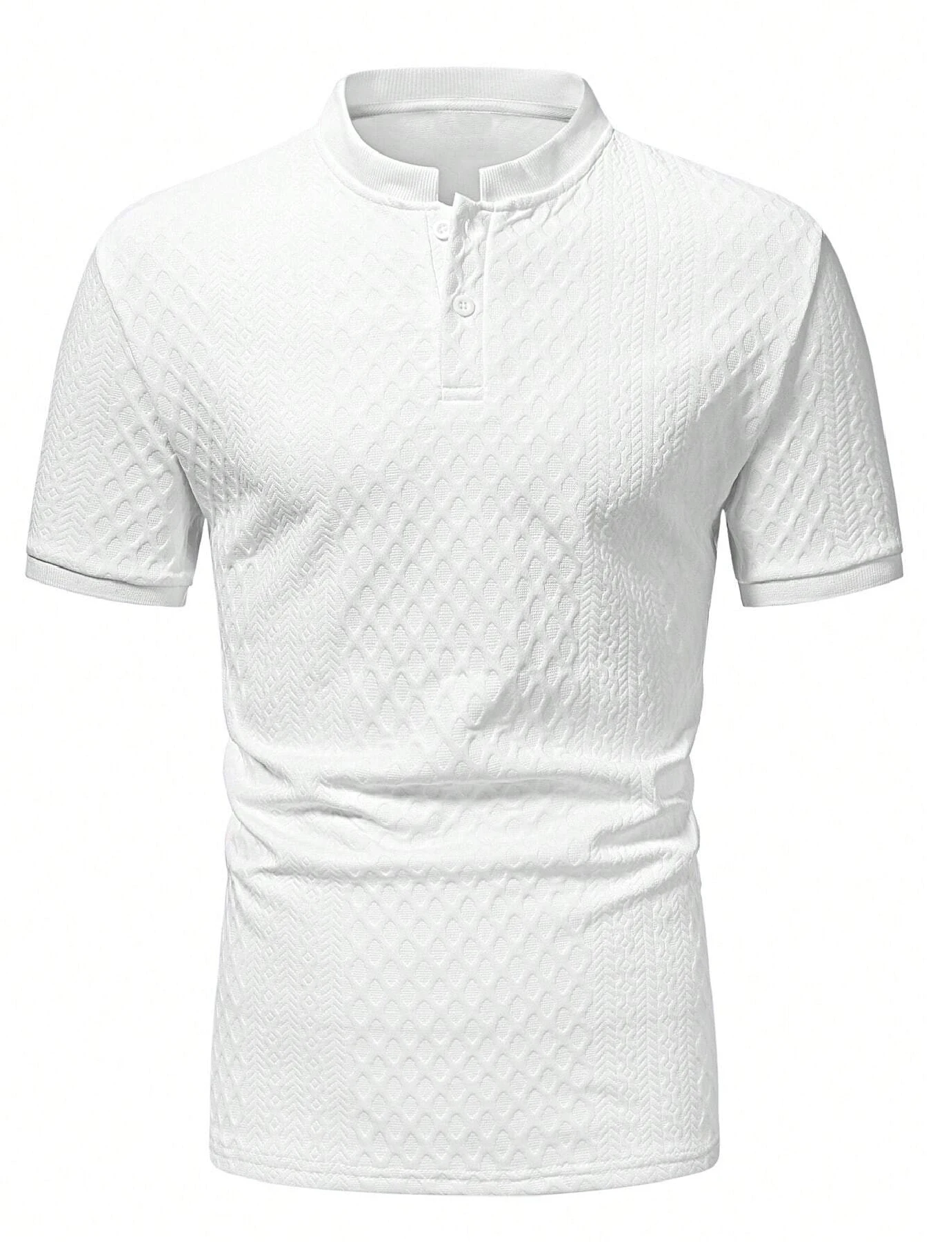 Lässiges Herren-Poloshirt, weich und bequem, einfarbig und schlichtes Design, italienischer Lochmusterdruck, geeignet für Outdoor-Sport. – Detail 5