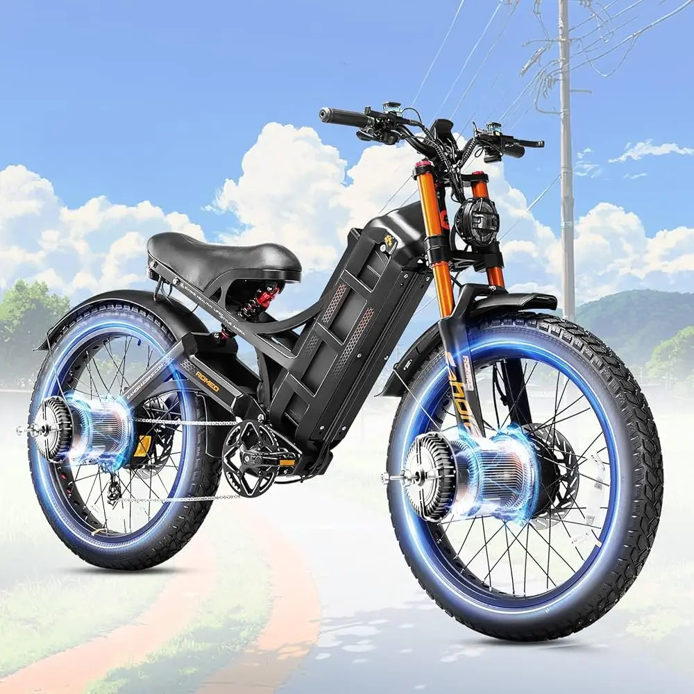BEST ORIGINAL eAhora Romeo Dual-Motor Ebike - 50Mph 5600W 60-80AH 250Miles Long Range Electric Bike