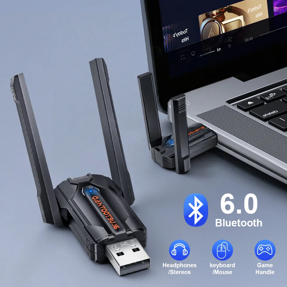200m 6.0 USB Bluetooth Adapter Driver-Free Wireless Dongle for PC Mouse Keyboard Headset Audio Receiver Transmitter for Windows