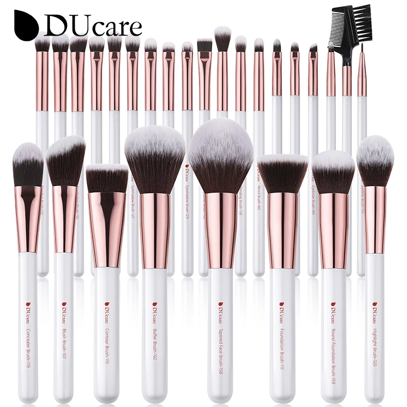 DUcare 27Pcs Professional Makeup Brushes Foundation Blending Face Powder Blush Concealers Eye Shadows Make Up Brushes Set