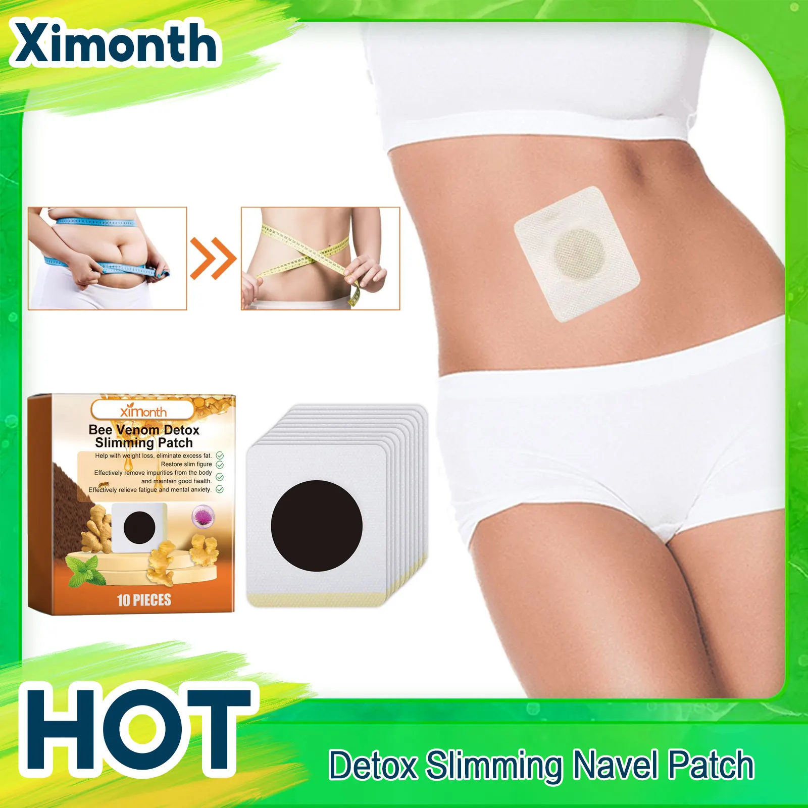 

Detox Slimming Navel Patch Remove Abdomen Cellulite Thin Arm Leg Waist Belly Thigh Fat Burning Firming Slim Down Navel Sticker