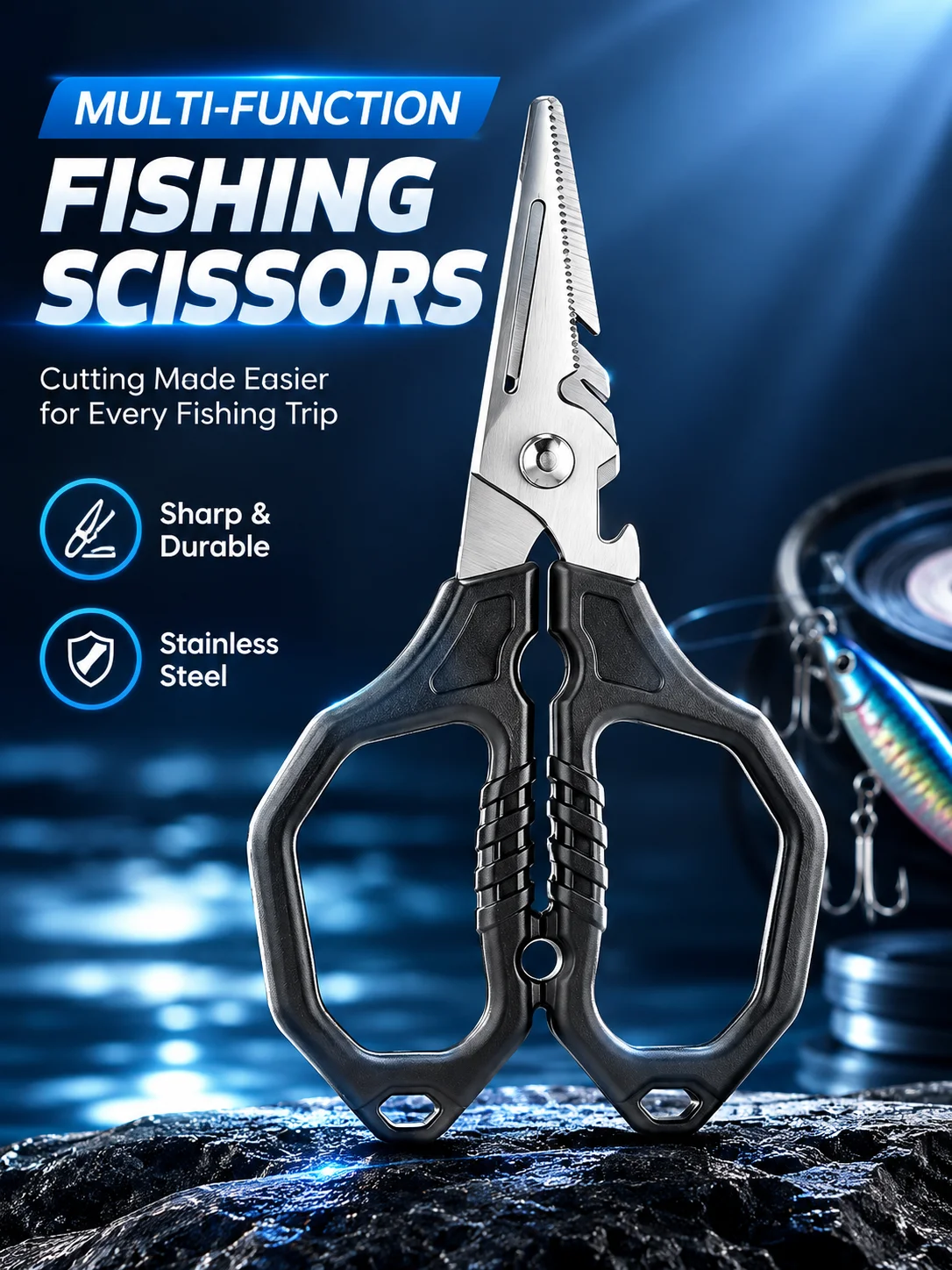 Multifunctional Fishing Scissors Stainless Steel Line Cutter Pliers for Fishing Tackle Braid Line Cutting Hook Removal Tool