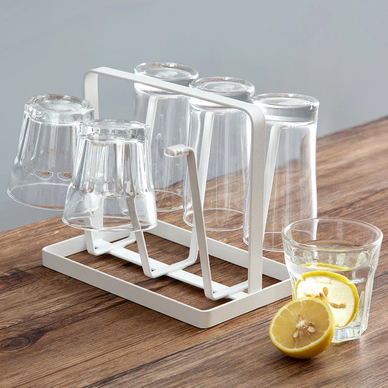 Mug Glass Stand Holder Metal Cup Drying Rack Shelf Bottle Cup Hanging Drainer Upside-Down Cup Drain Rack Kitchen Accessories