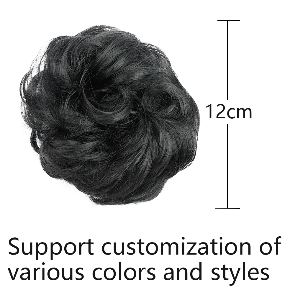 Synthetic Hair Bun Wig Ladies Hair Extension Scrunchie Elastic Wave Curly Hairpieces Black Brown Scrunchie Wrap