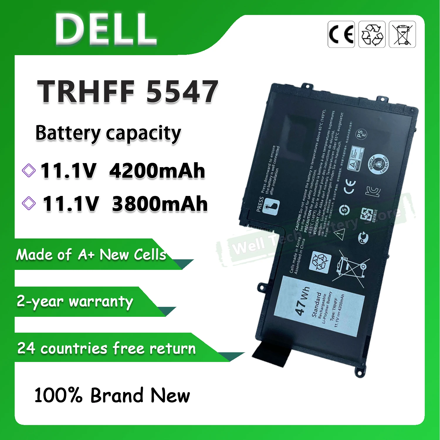 TRHFF OPD19 Laptop Battery for DELL Inspiron I5-5547 I4-544 Latitude 3450 E3450 Latitude 3550 E3550