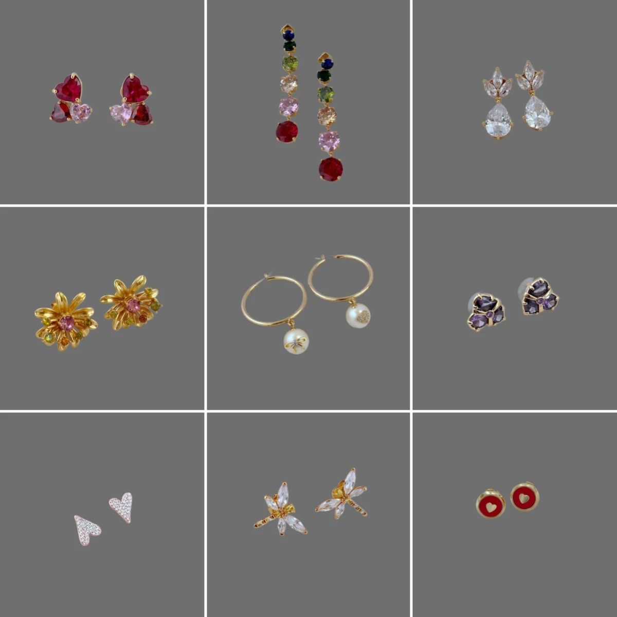 

Kate Style Crystal Stud Earrings For Women With Card Fine Jewelry Birthday Christmas Gift